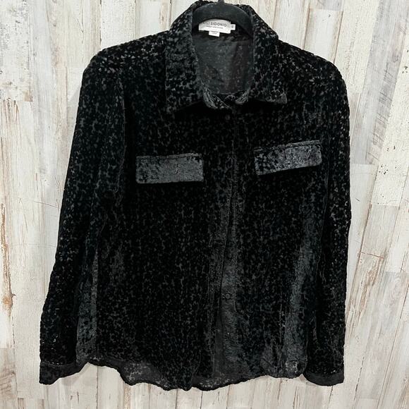 Lili Sidonio Molly Bracken Floral Velvet Burnout Button Up Shirt Whimsygoth S - Picture 1 of 7